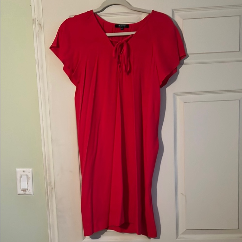 Madewell Vibrant Red Tie-Front summer dress